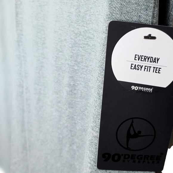 NWT 90 Degree by Reflex 2 Gray Tone V Neck Short Slv Tops - Picture 7 of 7